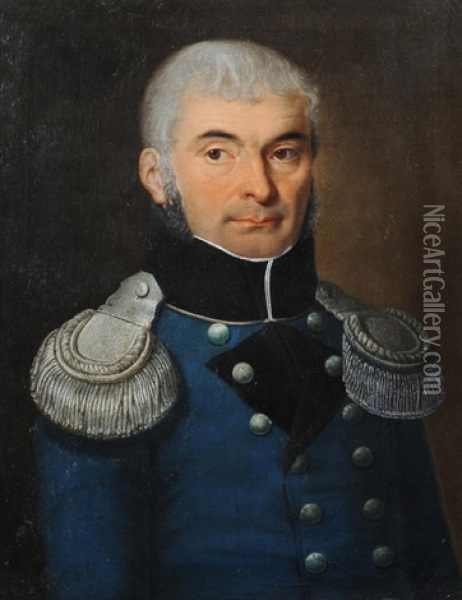 Brustbildnis Eines Majors Der Zurcher Miliz In Hellblauer Uniform Oil Painting - Franz Joseph Menteler
