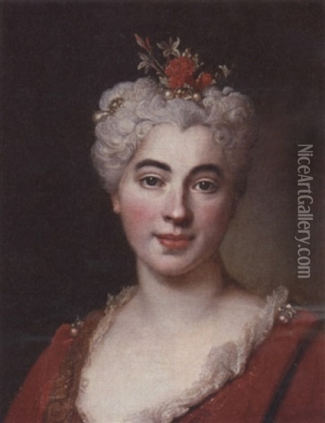 Portrait Of Elisabeth-marguerite, The Artist's Daughter Oil Painting - Nicolas de Largilliere