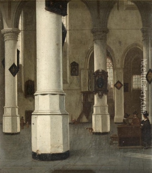 Vue De L'interieur De La Oude Kerk A Delft Oil Painting - Hendrick Cornelisz van der Vliet