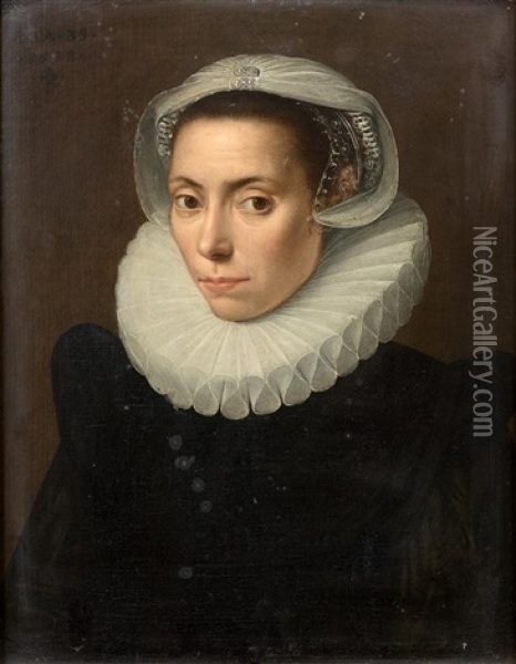 Portrait De Jeune Dame En Buste Oil Painting - Willem Jacobsz Delff