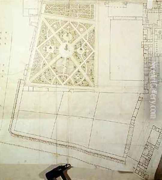 Site plan and survey of The Wilderness Hampton Court Oil Painting - Nicholas Hawksmoor