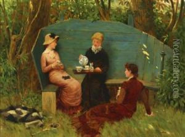 Five O'clock Tea Oil Painting - Walter-Dendy Sadler