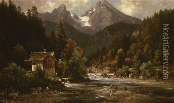 Muhle Am Gebirgsbach Oil Painting - Ludwig Sckell