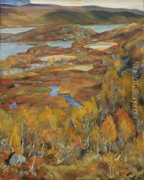 High Mountain, Fall Haugastol Oil Painting - Erik Werenskiold