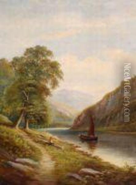On The Wye Oil Painting - Henry Harris