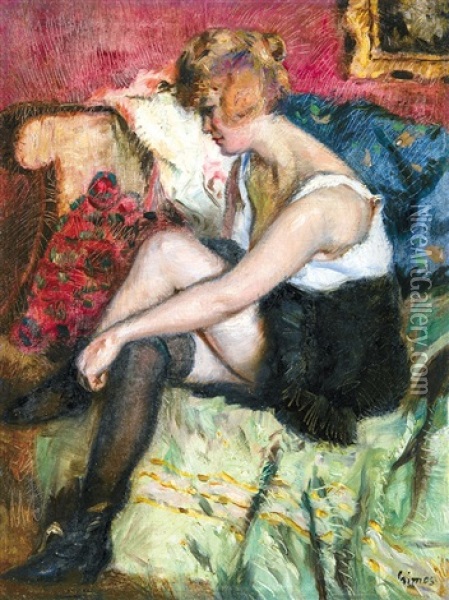Parisian Woman Oil Painting - Lajos Gimes