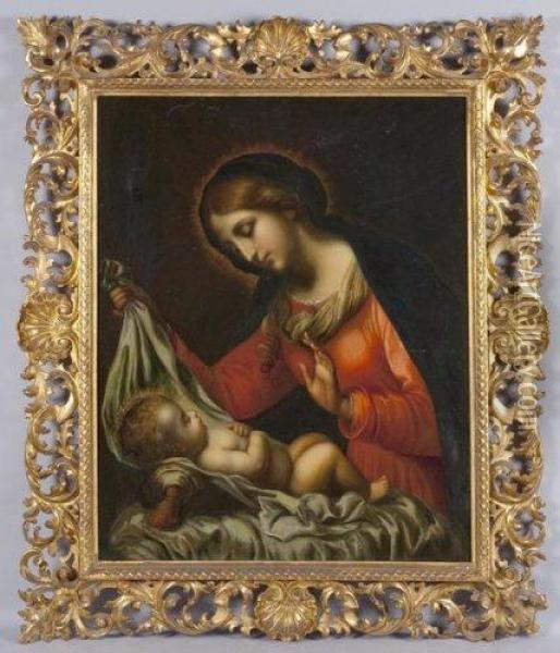 Vierge Veillant L'enfant Endormi Oil Painting - Onorio Marinari