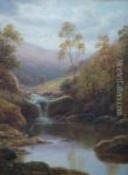 'near Middlesmoor, Nidderdale 
And Helks Ghyll, Yorkshire', Pair Of Oils, Signed, Board, 12 Oil Painting - William Mellor