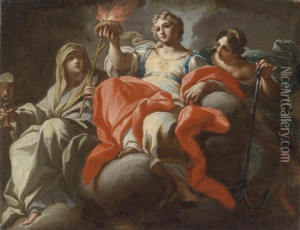 Allegorische Darstellung Von Glaube, Hoffnung Und Barmherzigkeit Oil Painting - Sebastiano Conca
