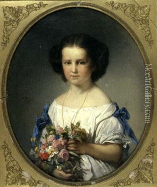 Portrait De Beatrix, Princesse Sayn-wittgenstein Oil Painting - Jean-Francois Portaels