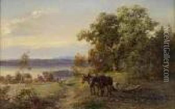 Gegenstucke: Bauern Beimverladen Von Heu Oil Painting - Edward Theodore Compton