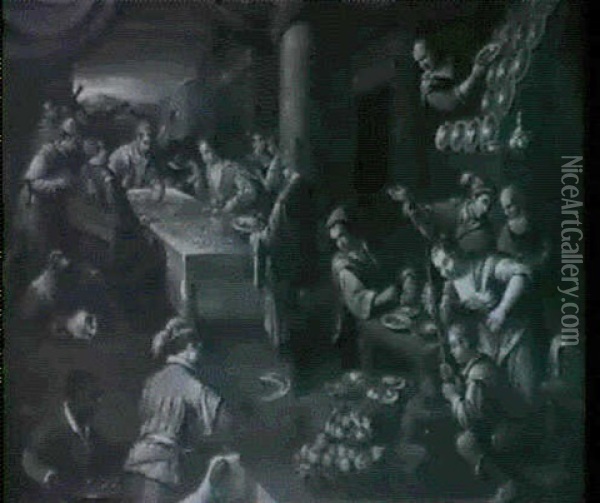 Scena Di Banchetto Oil Painting - Jacopo dal Ponte Bassano
