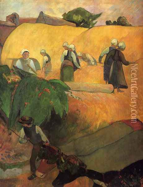 Haymaking In Brittany Oil Painting - Paul Gauguin