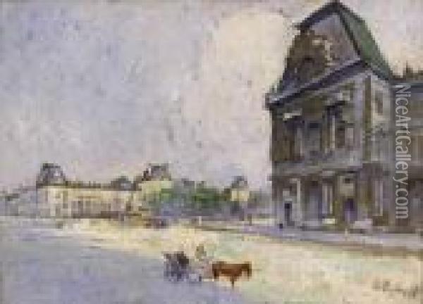 Paris, La Cour Du Carrousel Oil Painting - Pierre De Belay
