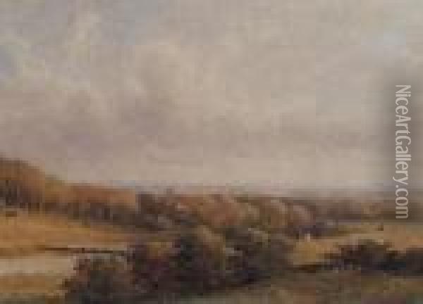 Distant View Of London Oil Painting - John Varley