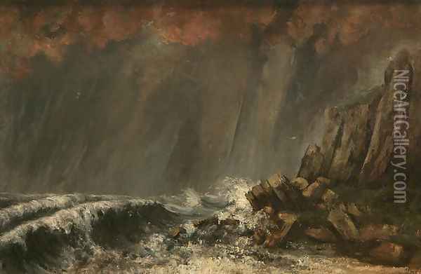 Marine, The Waterspout Oil Painting - Gustave Courbet