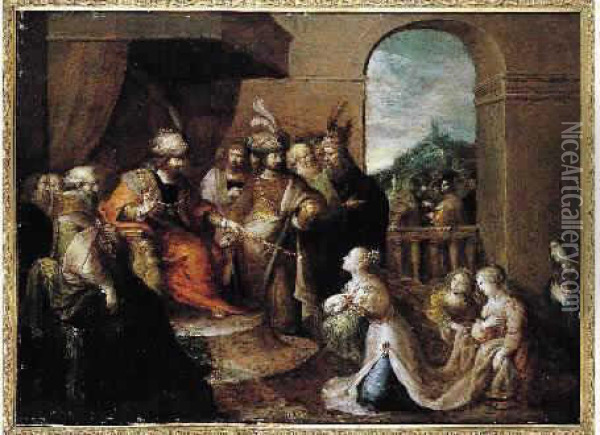 Esther Devant Assuerus Oil Painting - Frans II Francken