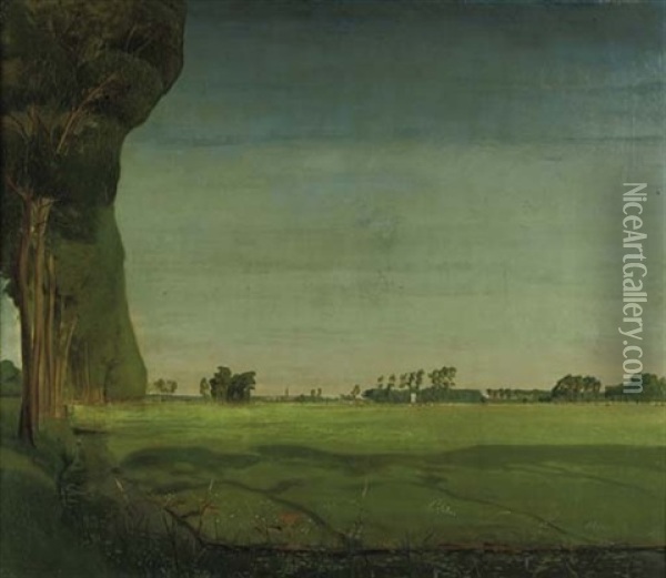 Le Rideau D'arbres - Landschap Met Dreef Oil Painting - Valerius De Saedeleer