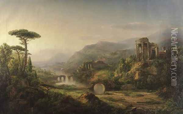 Landscape with Temple Ruins Oil Painting - William Louis Sonntag