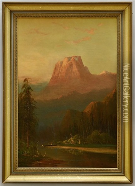 Fisherman At Sunrise In Yosemite Valley With El Capitan In The Background Oil Painting - Frederick Ferdinand Schafer