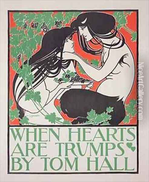 Reproduction of a poster advertising 'When Hearts are Trumps' Oil Painting - William Bradley