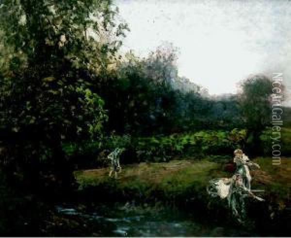 Lavandaie Presso Un Ruscello Oil Painting - Jean Jacques Rousseau