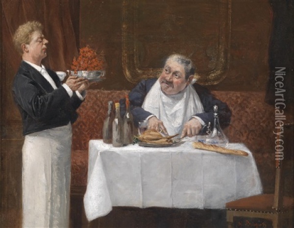Ein Gourmand Oil Painting - Henri Brispot