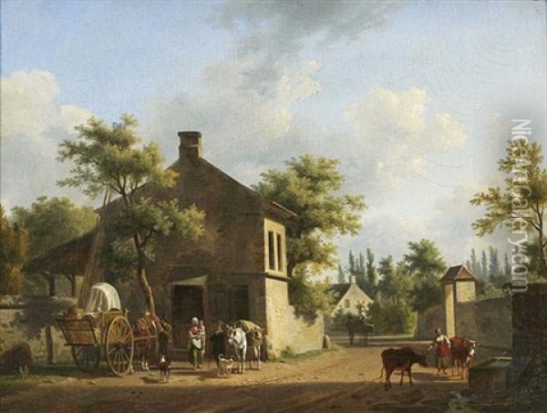 Scene De Village Oil Painting - Jean Francois Demay