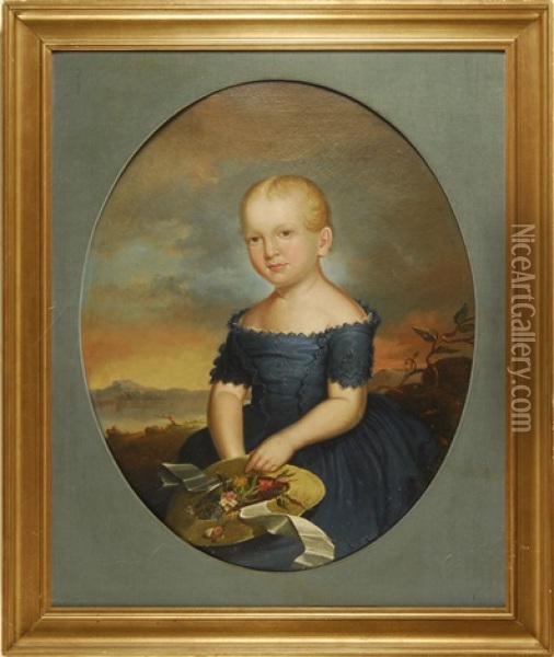 Elizabeth K. Schwenk, Age 4 Oil Painting - Charles Octavius Cole