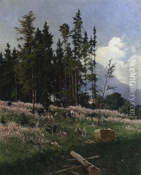 Waldarbeiter Auf Einer Lichtung Oil Painting - Heinrich Gogarten