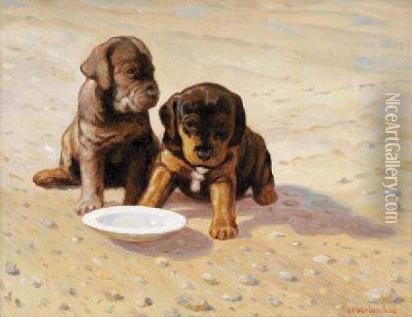 Due Cuccioli Di Cagna Oil Painting - Nikolai Alekseevich Bogatov