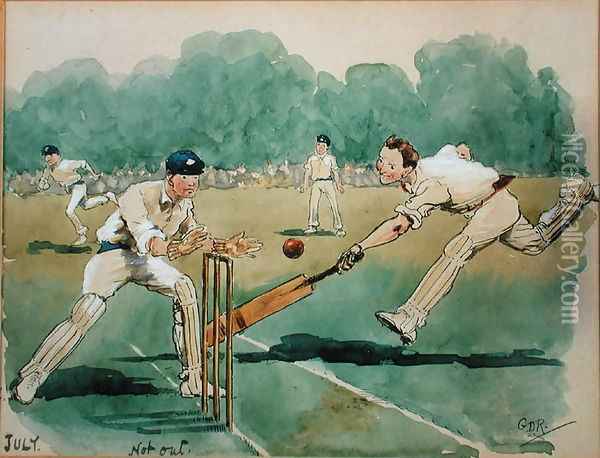 The Month of July Cricket Oil Painting - George Derville Rowlandson