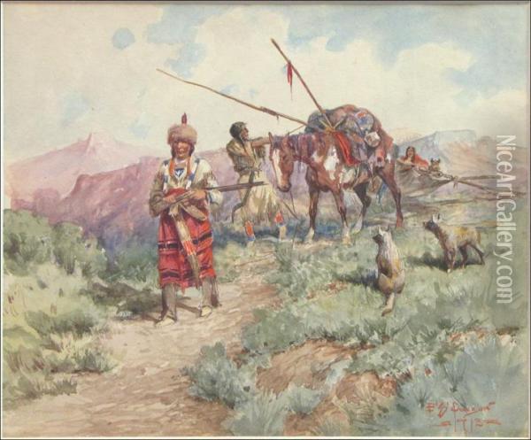 Indians Moving Camp Oil Painting - Edgar Samuel Paxson