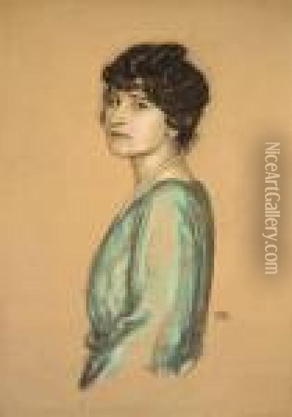 Portrait Einer Jungen Frau Oil Painting - Franz von Stuck