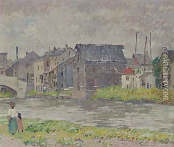 Along the Riverbank Oil Painting - Robert Spencer