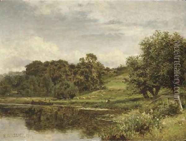 On the Thames at Shillingford Oil Painting - Benjamin Williams Leader