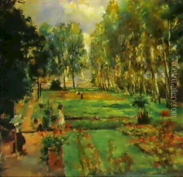 Wannseegarten (blick Von Der Terrasse Des Sommerhauses      Von Max Liebermann Oil Painting - Max Liebermann