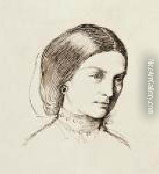 Portrait Of A Lady Oil Painting - William Holman Hunt