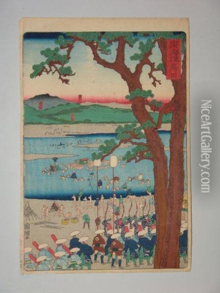 Serie Du Tokaido Des Processions De Daimyos Oil Painting - Utagawa Kunitsuna
