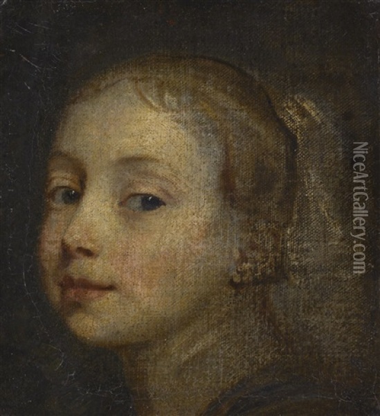 Head Of A Girl Oil Painting - Anthony Van Dyck