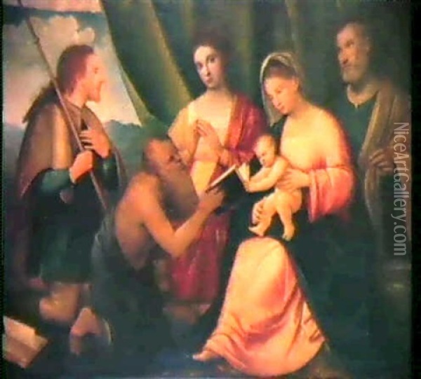 Die Hl. Familie Oil Painting - Francesco di Vittore Bissolo