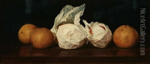 Florida Oranges, Still Life Oil Painting - William J. McCloskey