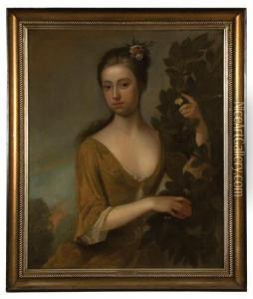 Portrait Of A Lady Oil Painting - Enoch Seeman