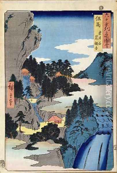 Mountain landscape from the series Views of the 60 Odd Provinces Oil Painting - Utagawa or Ando Hiroshige