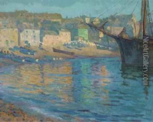 Cornish Harbour Oil Painting - Elizabeth M. Wilde