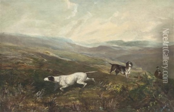 Hunting Scene With Dogs Oil Painting - George Richard Vawser
