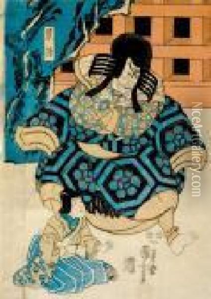 Domestic Scenes (triptych And Single) Oil Painting - Utagawa Kuniyoshi