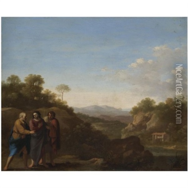 Christ On The Road To Emmaus Oil Painting - Cornelis Van Poelenburgh