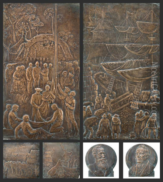 Angas Memorial Bronze Reliefs Oil Painting - William Robert Colton