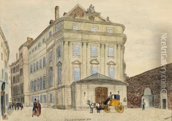 Das Karntnerthortheater Um 1830 Oil Painting - Max Neubauer